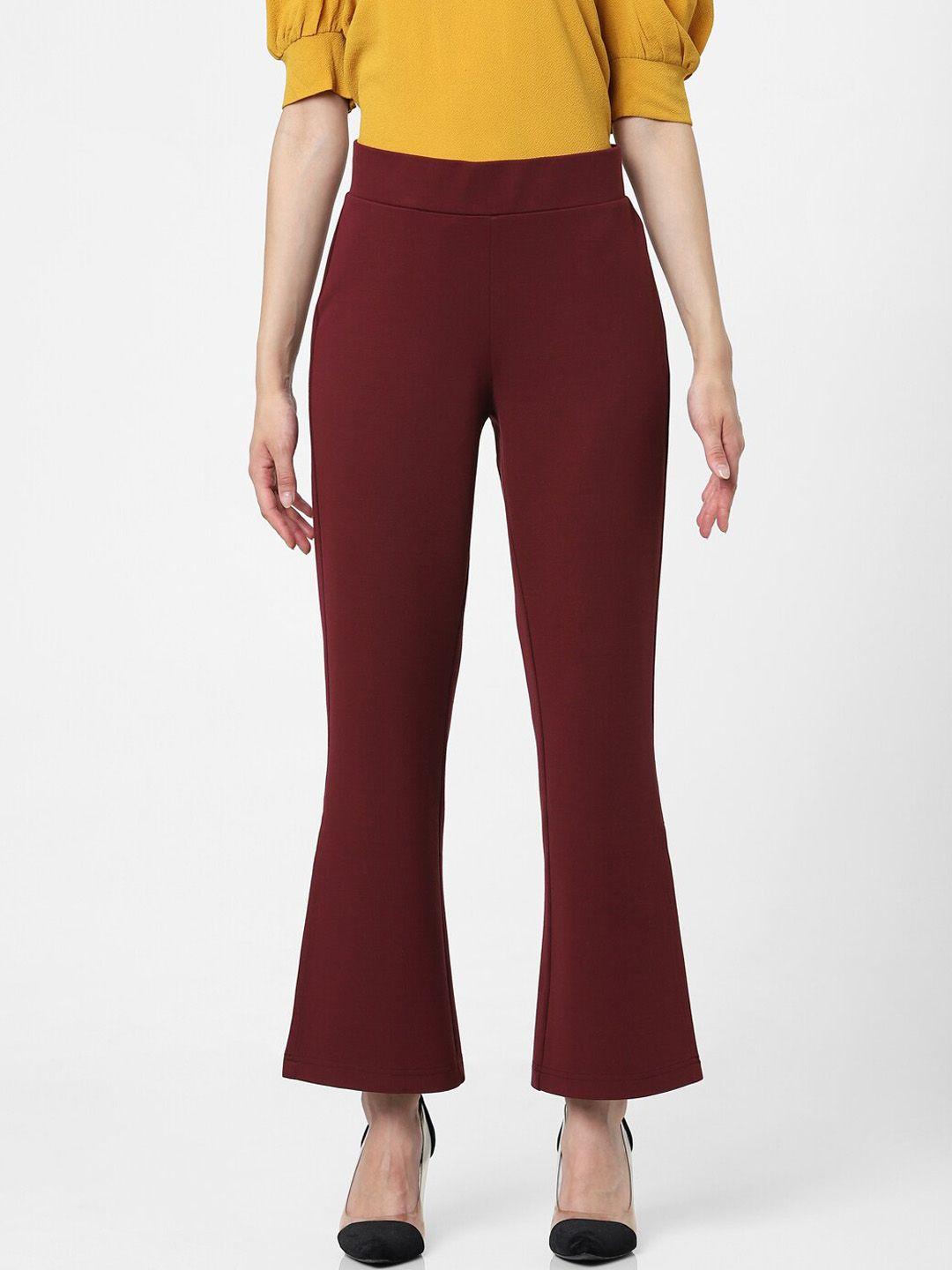 only women maroon solid trousers
