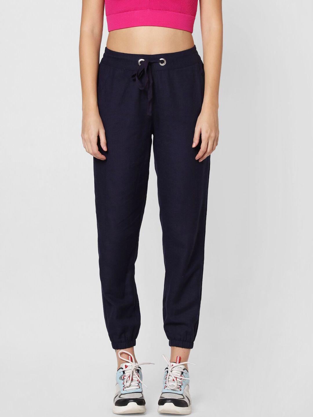 only women navy blue joggers trousers