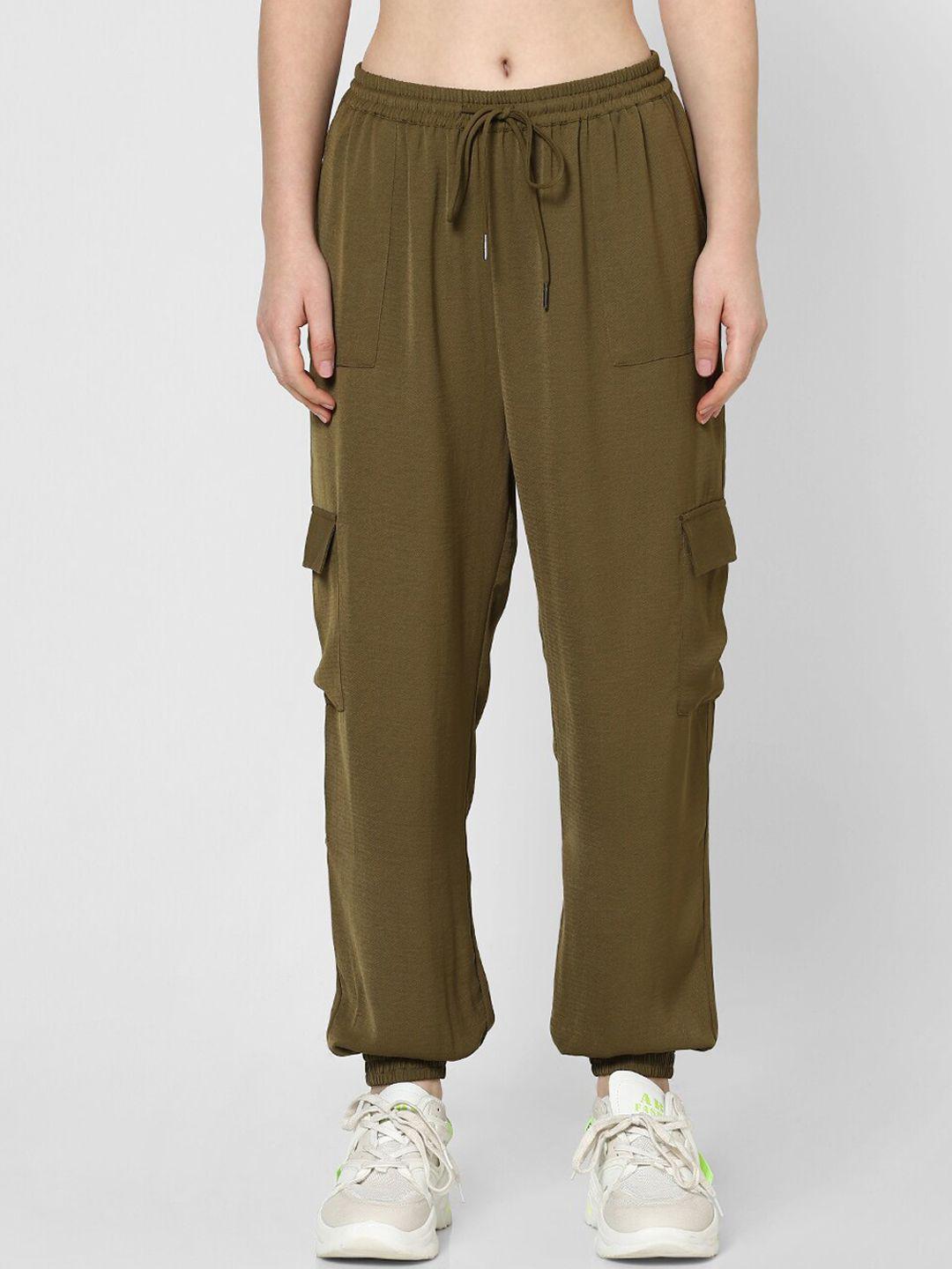 only women olive green joggers trousers