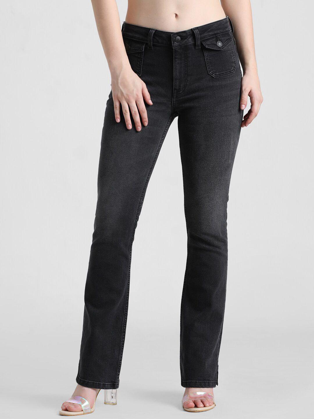 only women onld kick hella slim flared clean look light fade stretchable jeans