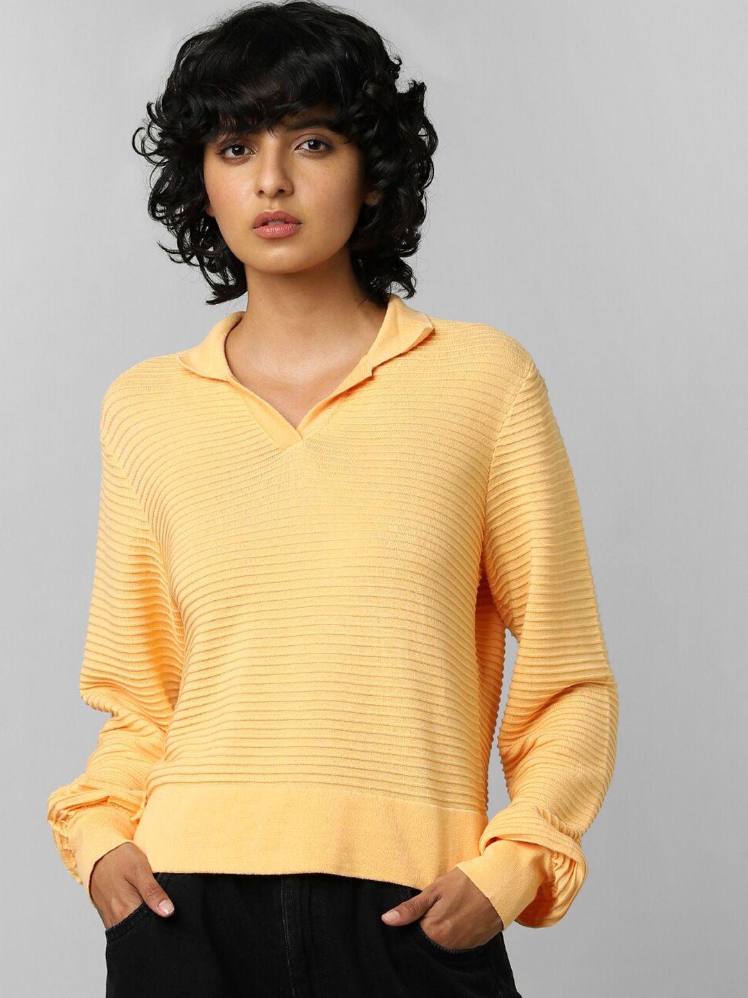 only women orange striped pullover
