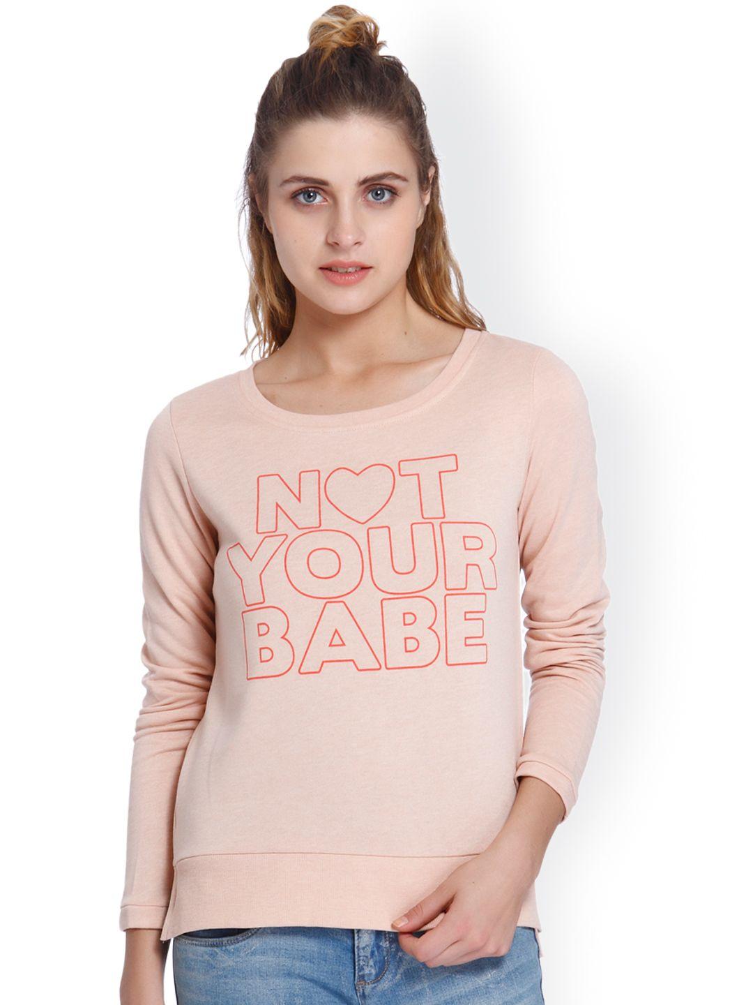 only women peach printed sweatshirt