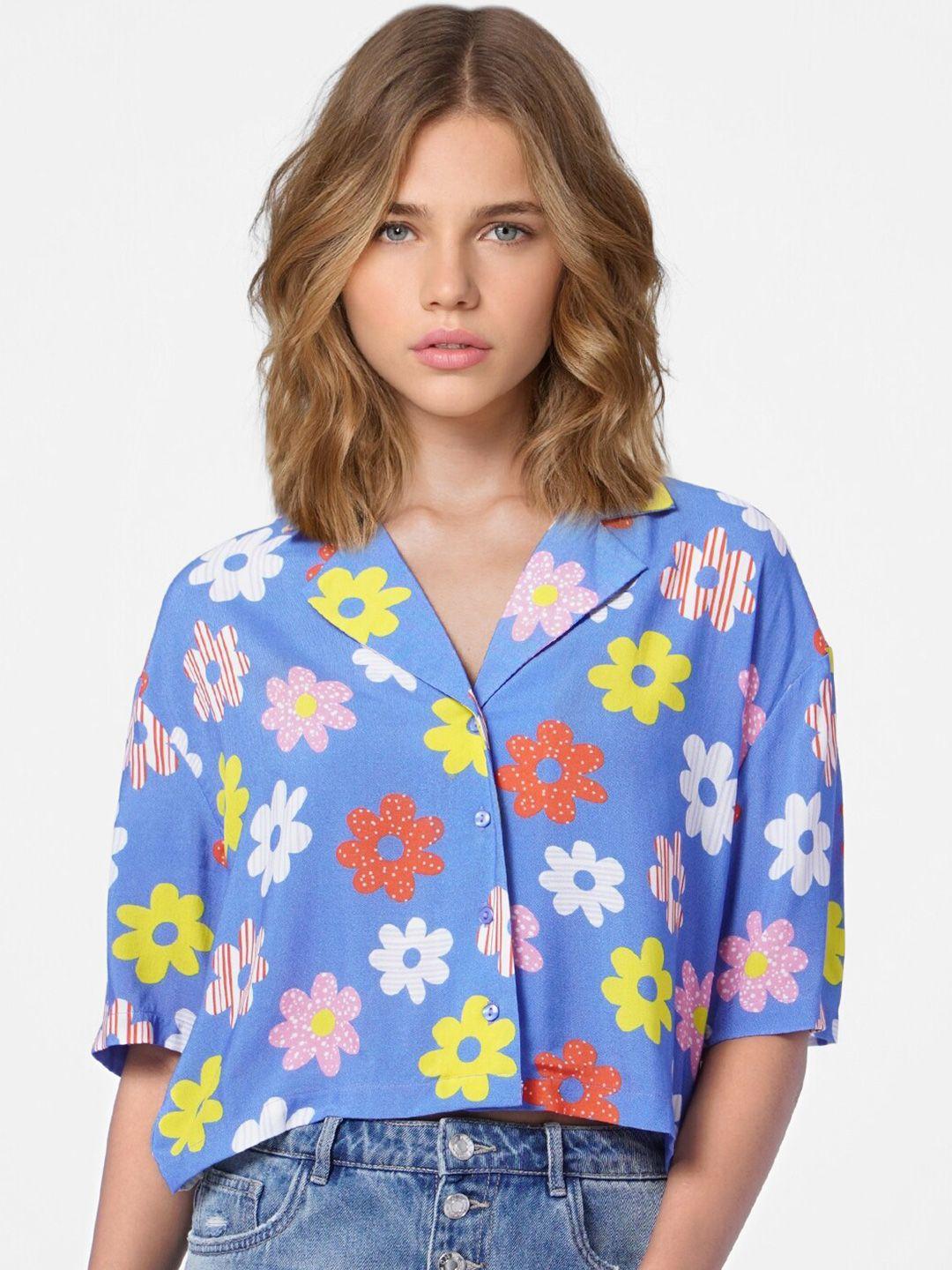 only women persian violet floral printed casual shirt