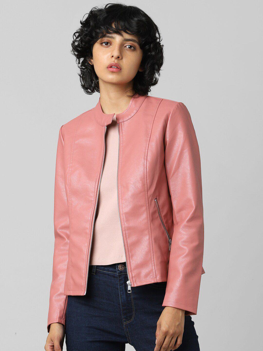 only women pink biker jacket