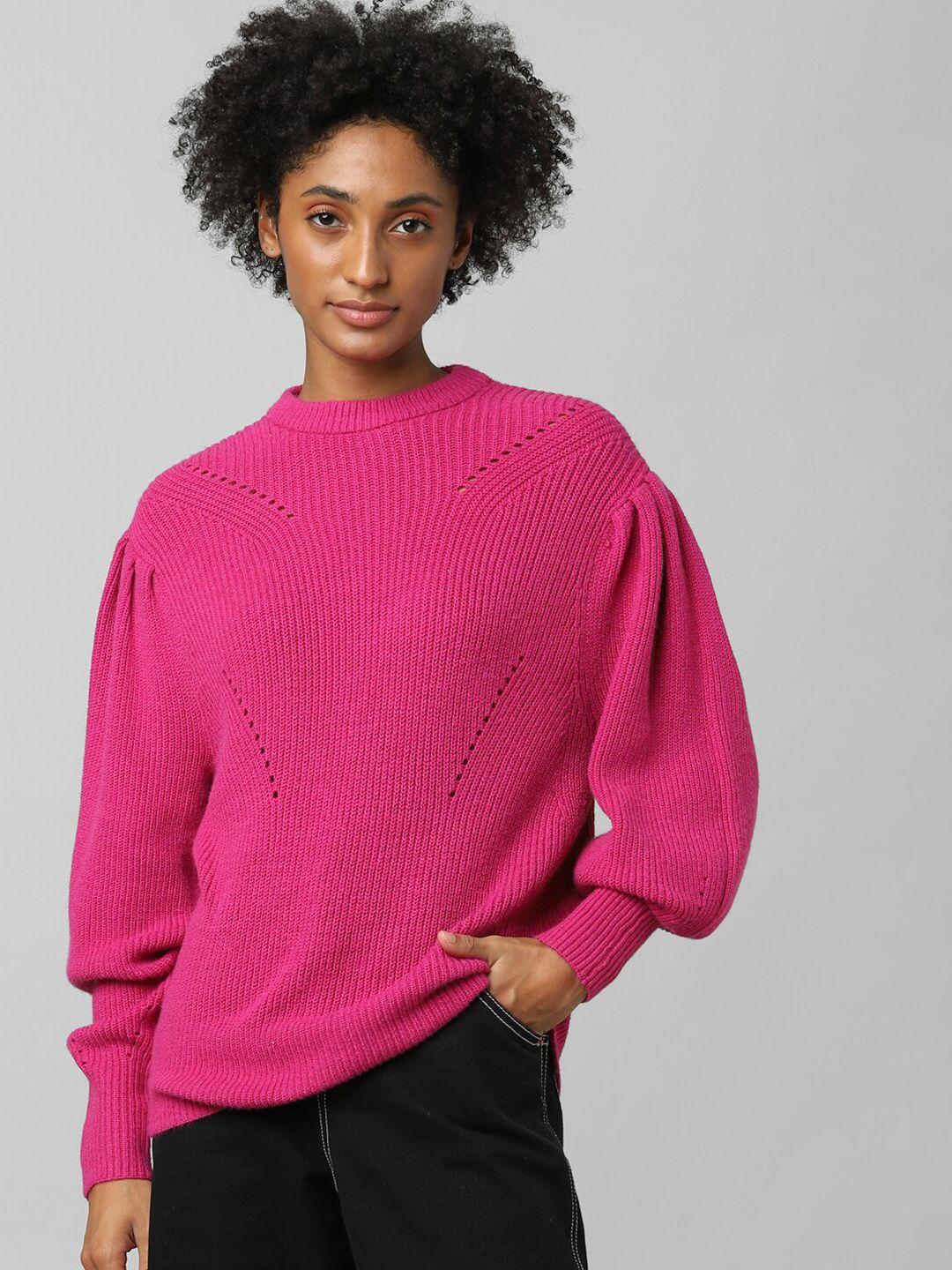 only women pink cable knit pullover