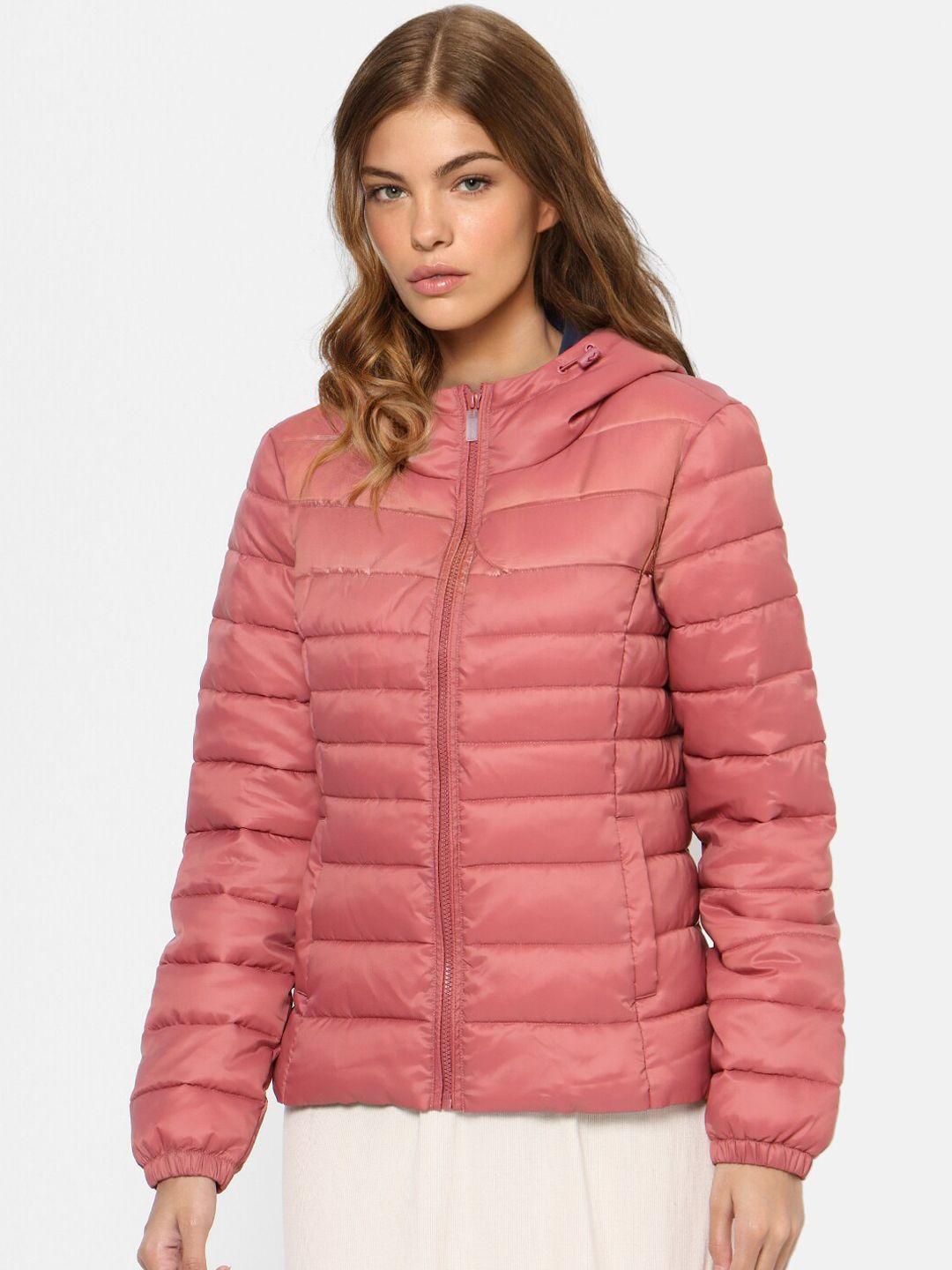 only women pink longline puffer jacket