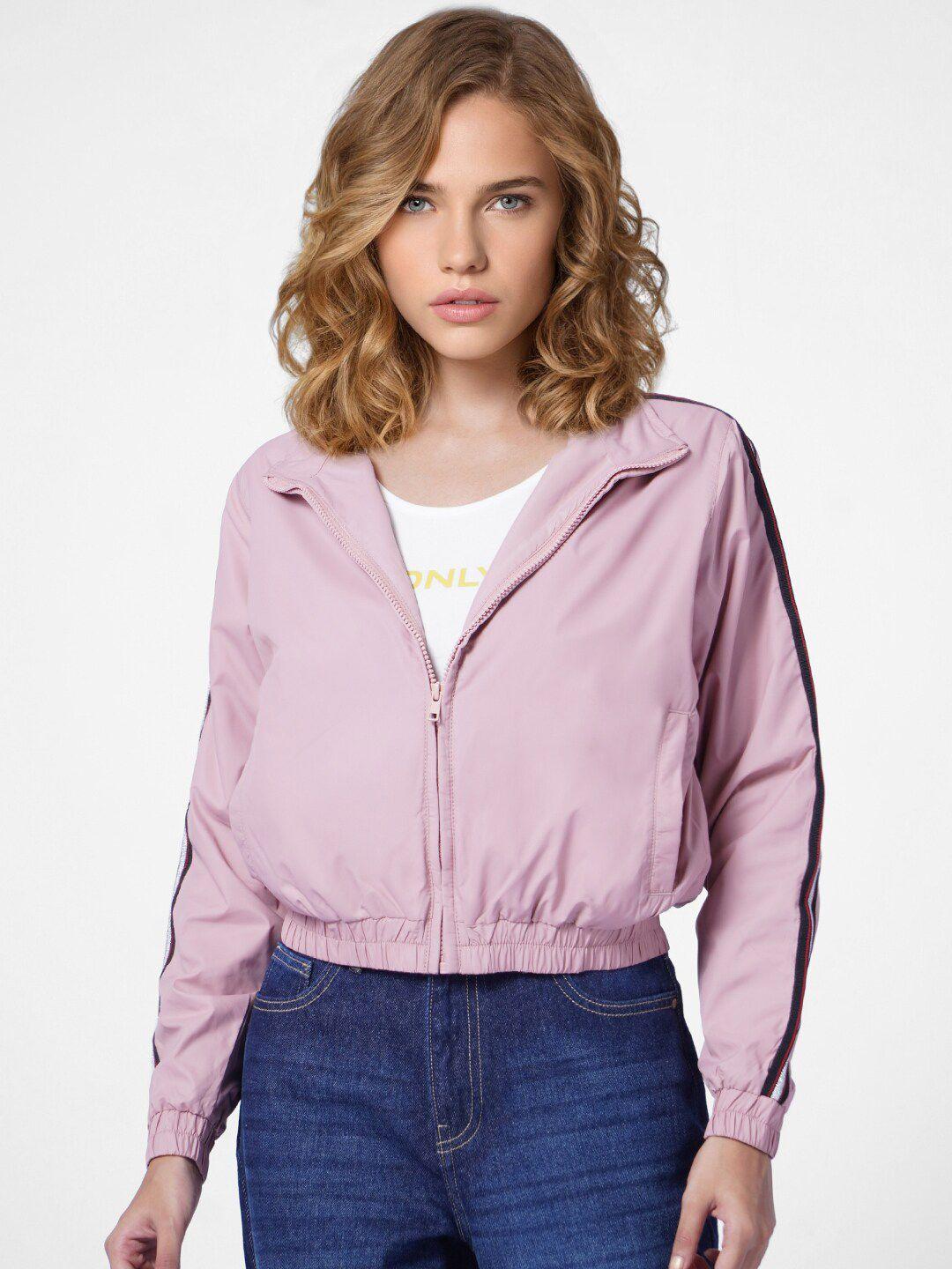 only women pink onlmanga crop bomber jacket