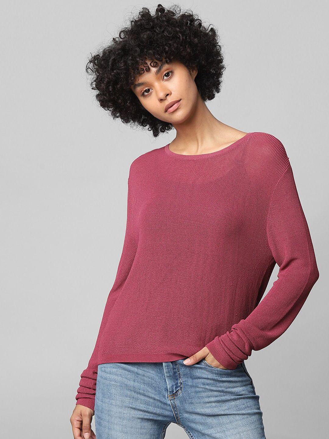 only women pink solid pullover