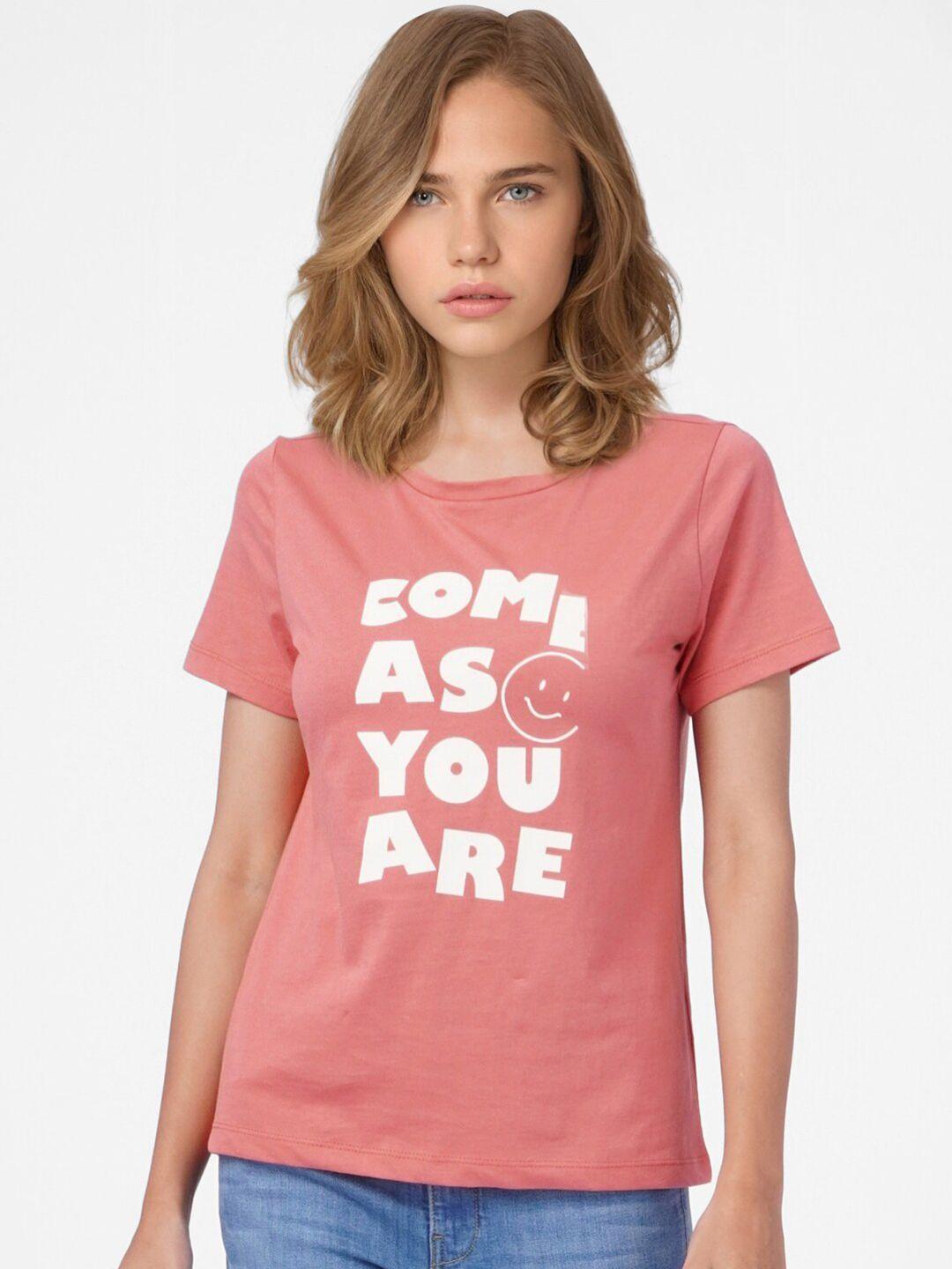 only women pink typography printed t-shirt
