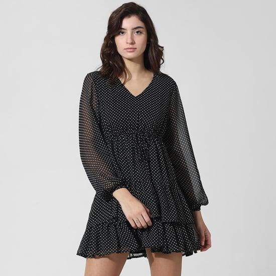 only women polka dot ruffled dress