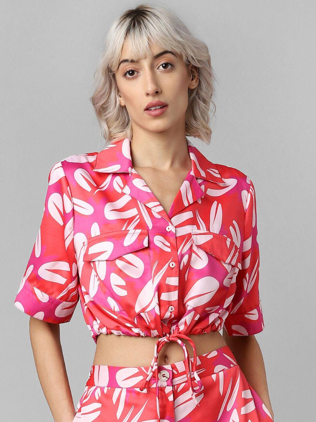 only women printed boxy crop casual shirt
