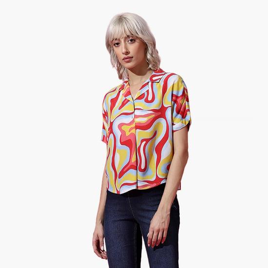 only women printed collared casual shirt