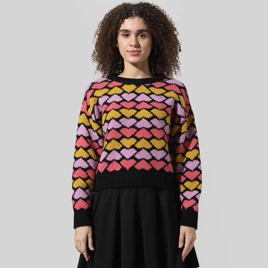 only women printed knit sweater