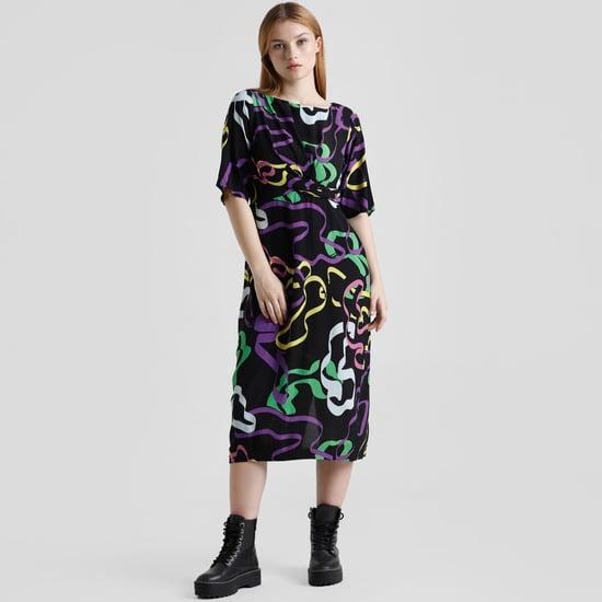 only women printed midi dress