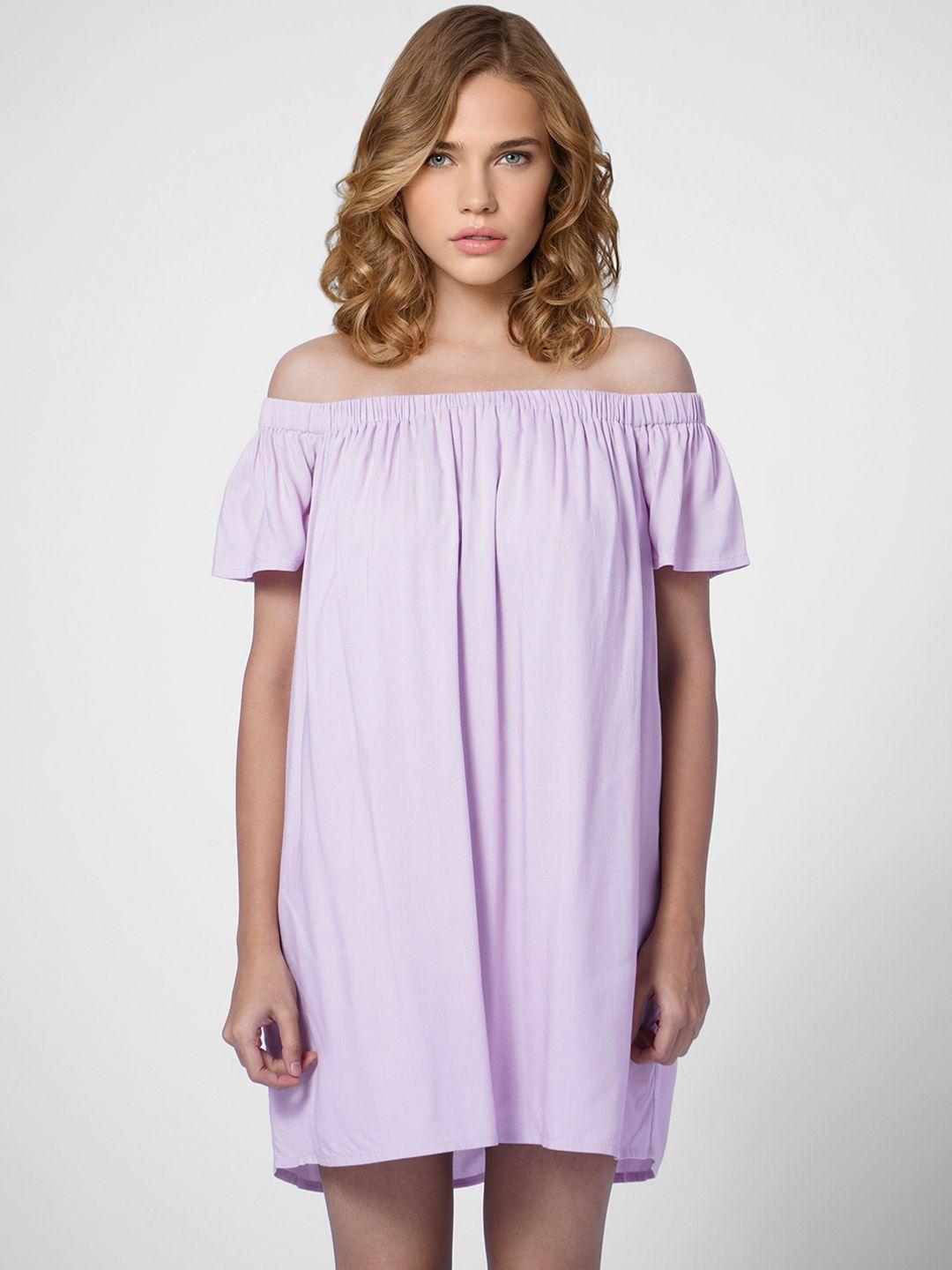 only women purple off-shoulder a-line dress