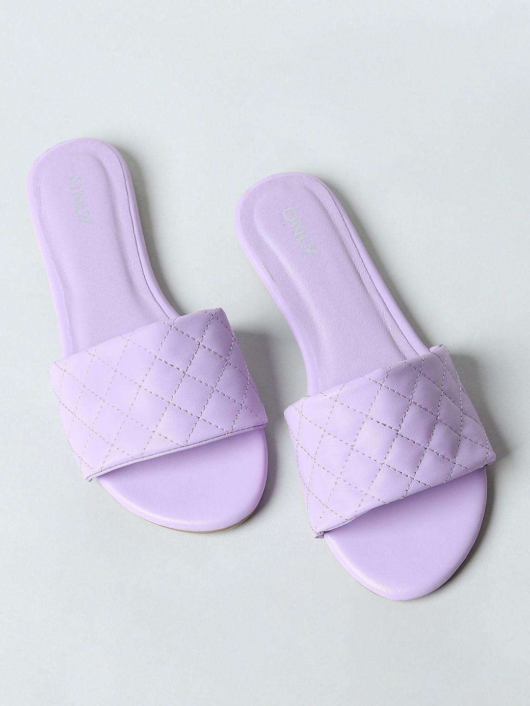 only women purple textured open toe flats