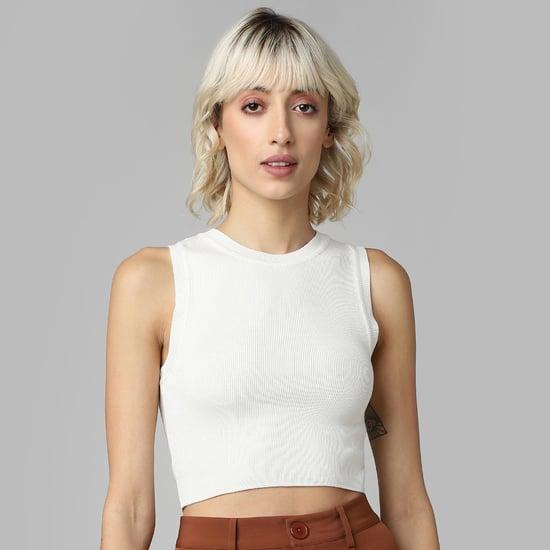 only women ribbed crop top