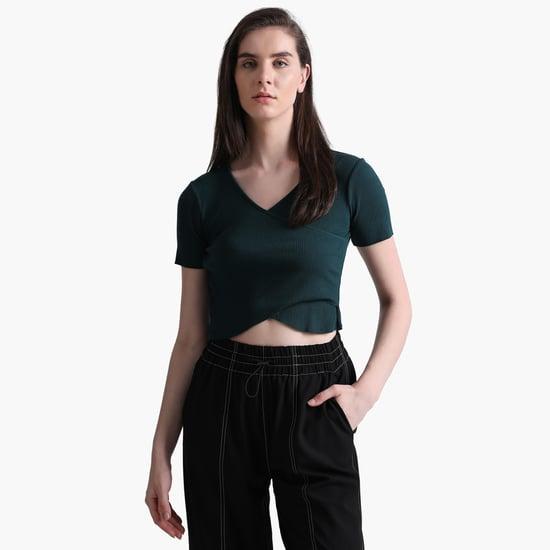 only women ribbed crop top