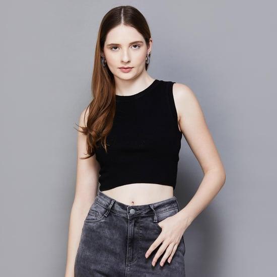 only women ribbed sleeveless crop top