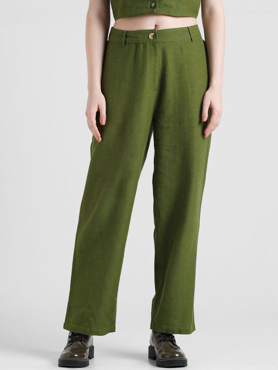 only women slim fit high-rise zip parallel trousers