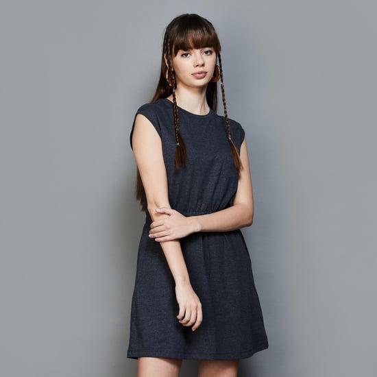 only women solid cinched waist mini dress