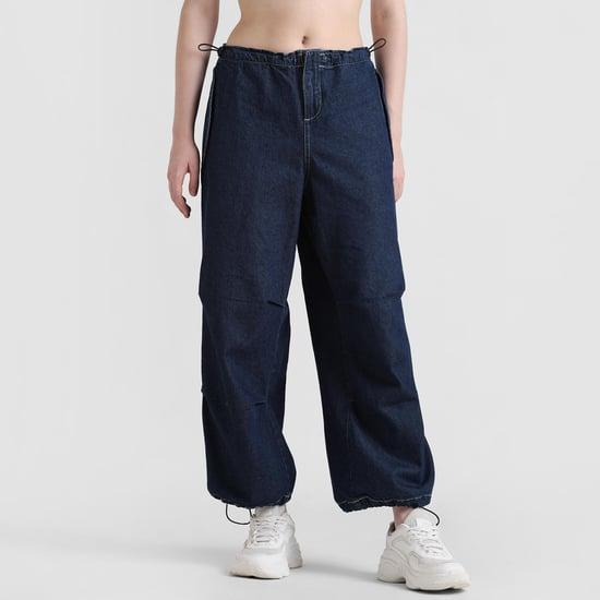 only women solid denim joggers