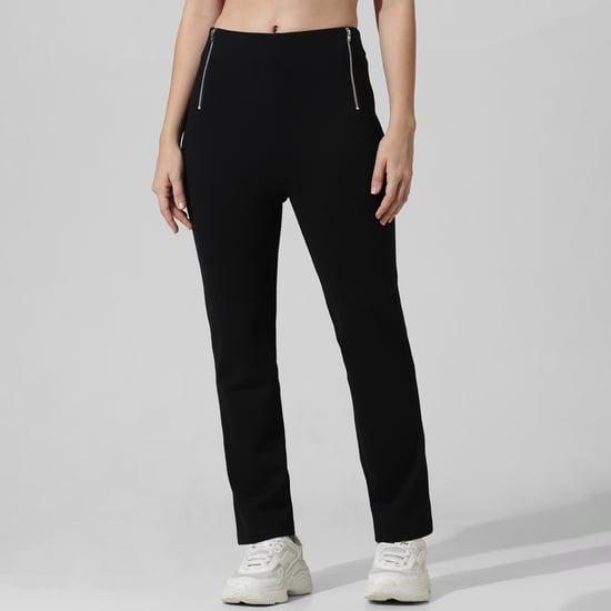 only women solid high-rise straight pant