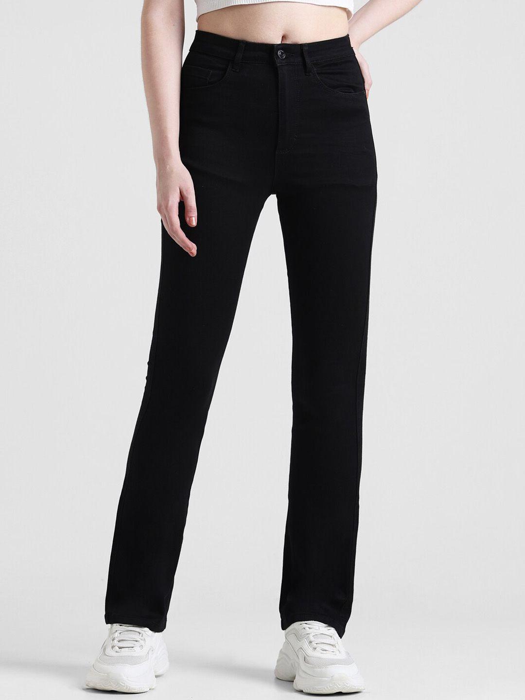 only women straight fit high-rise clean look stretchable jeans
