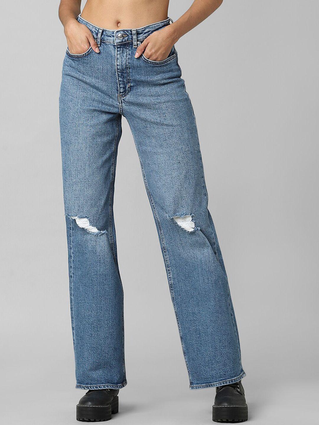 only women straight fit high-rise slash knee jeans