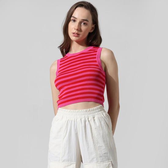 only women striped crop top