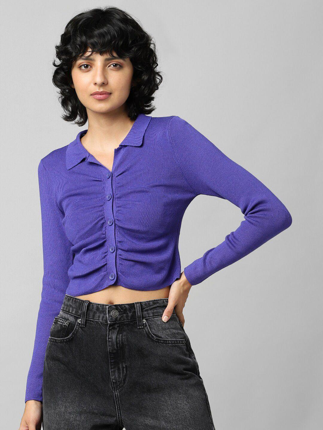 only women violet solid casual shirt