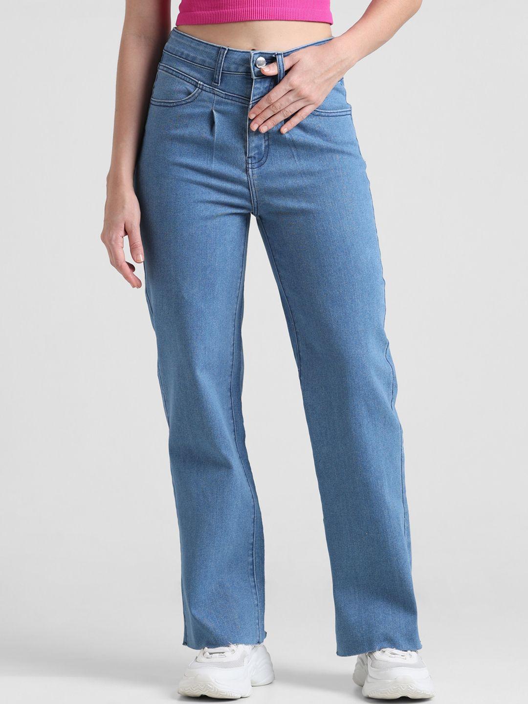 only women wide leg high-rise clean look stretchable jeans