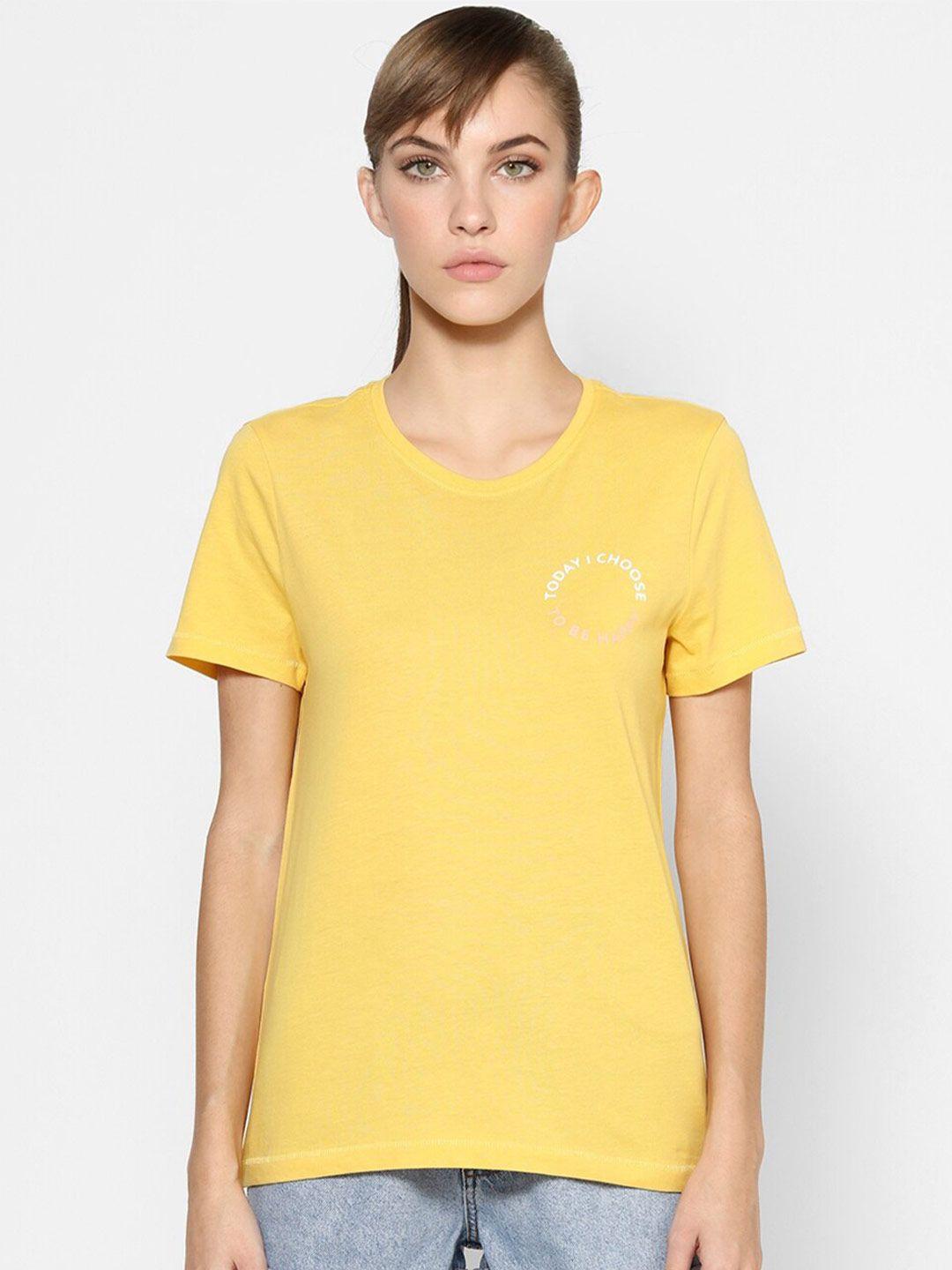 only women yellow & white t-shirt