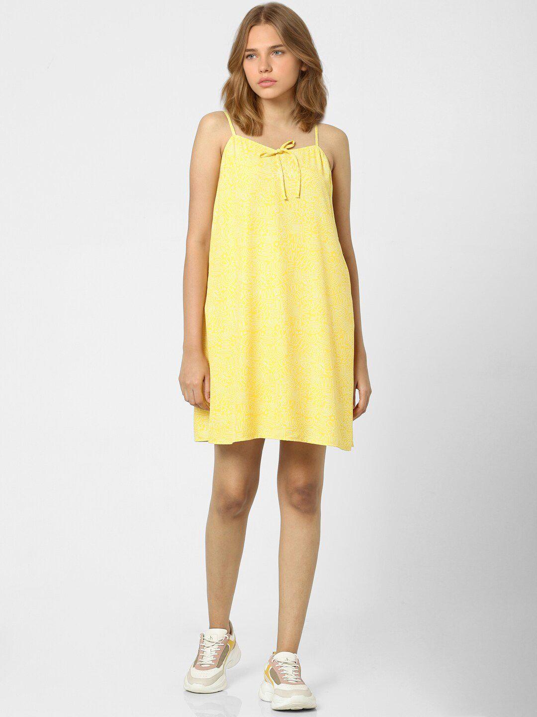 only women yellow a-line dress