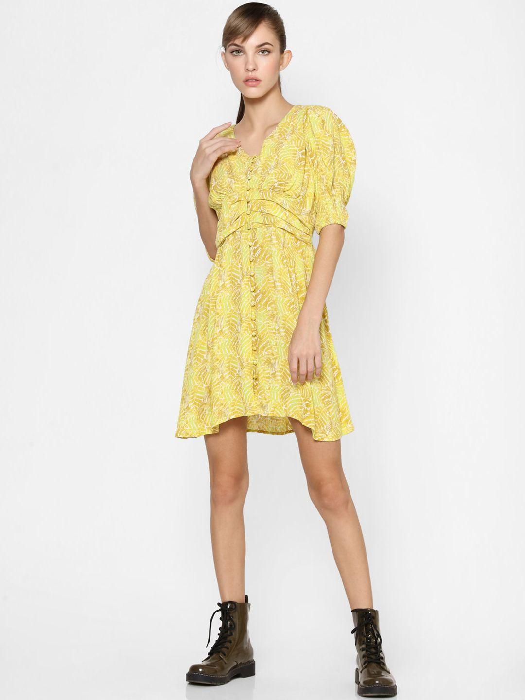 only women yellow floral dress