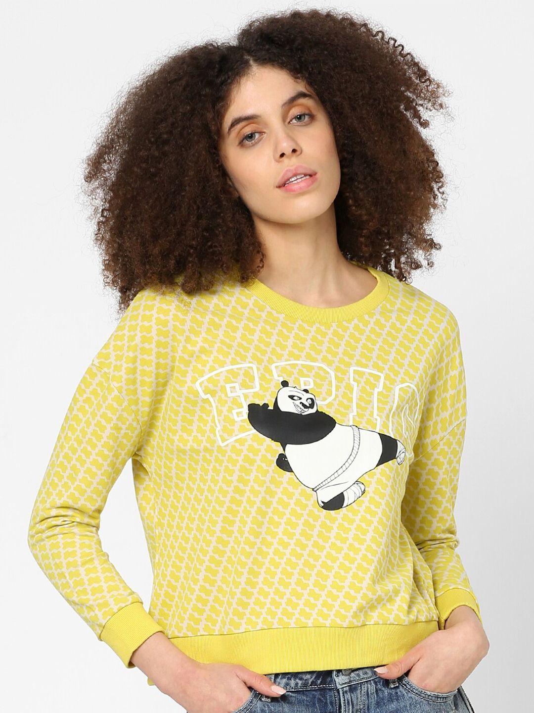 only women yellow kung fu panda printed sweatshirt