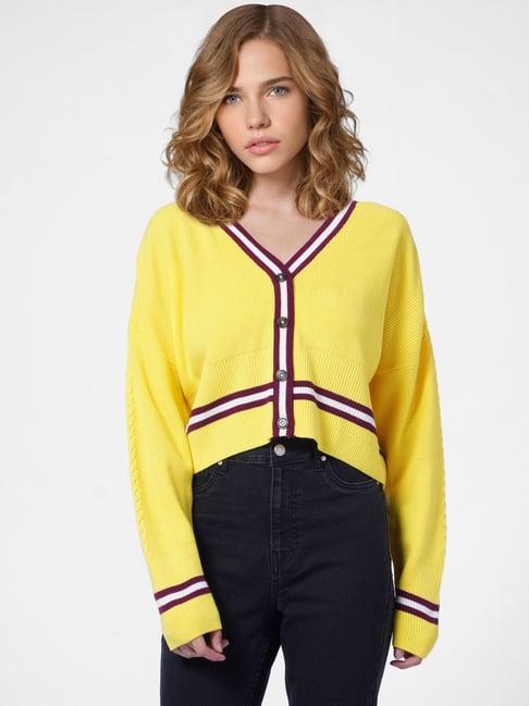 only yellow knit cardigan