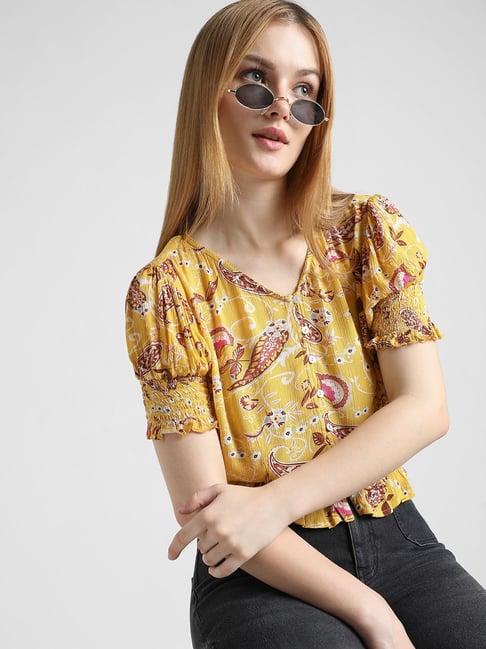 only yellow printed top