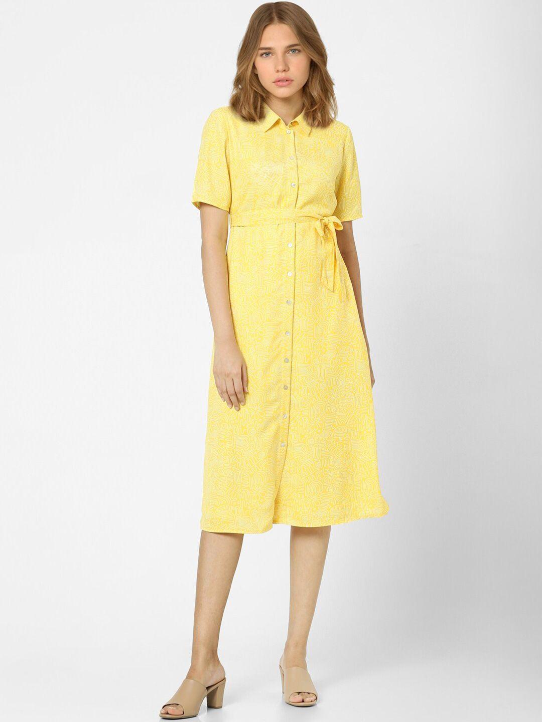 only yellow shirt midi dress