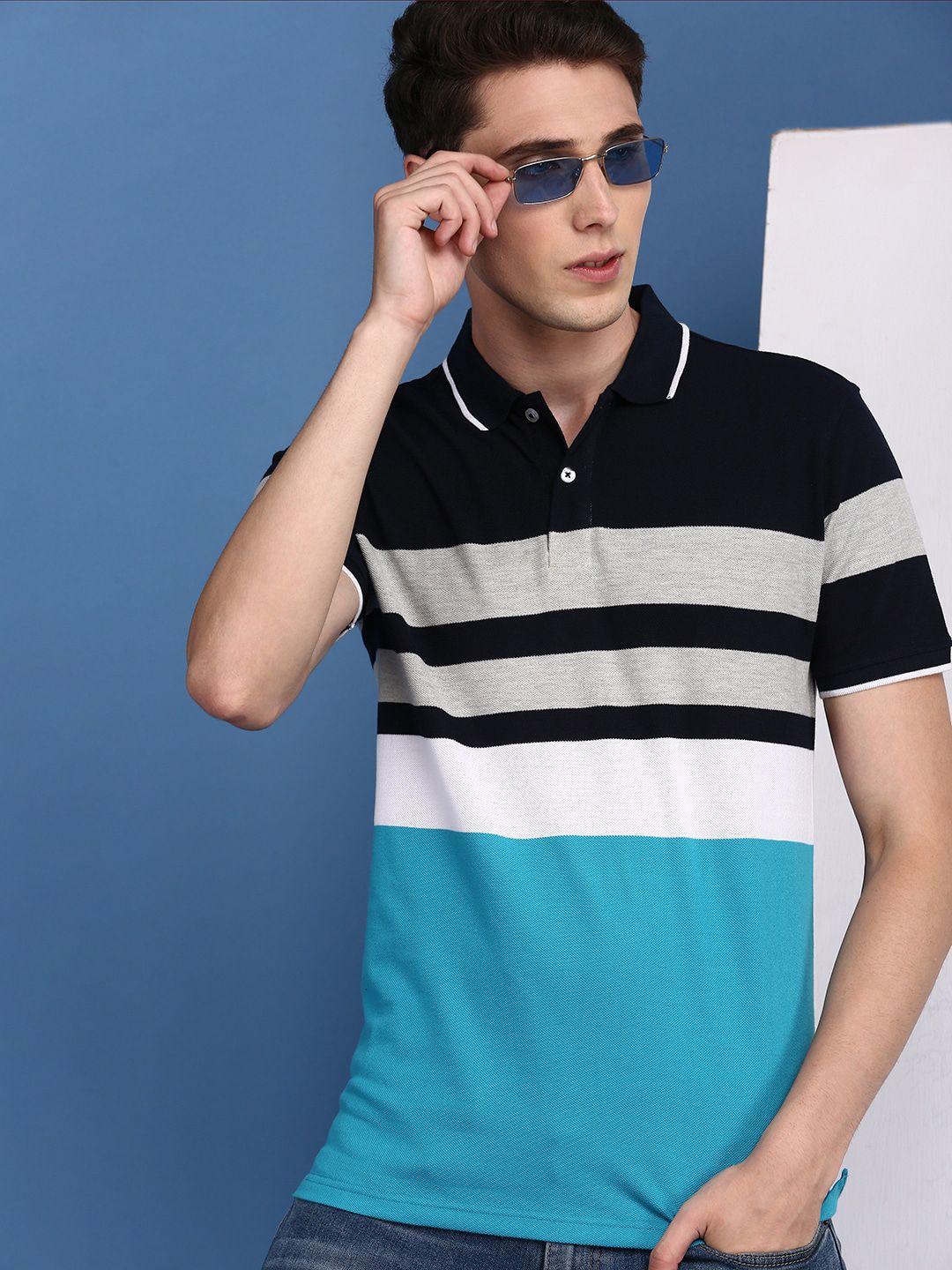 onn assorted colourblocked polo collar cotton t-shirt