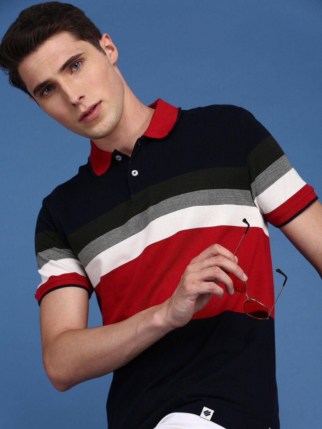 onn assorted colourblocked polo collar cotton t-shirt