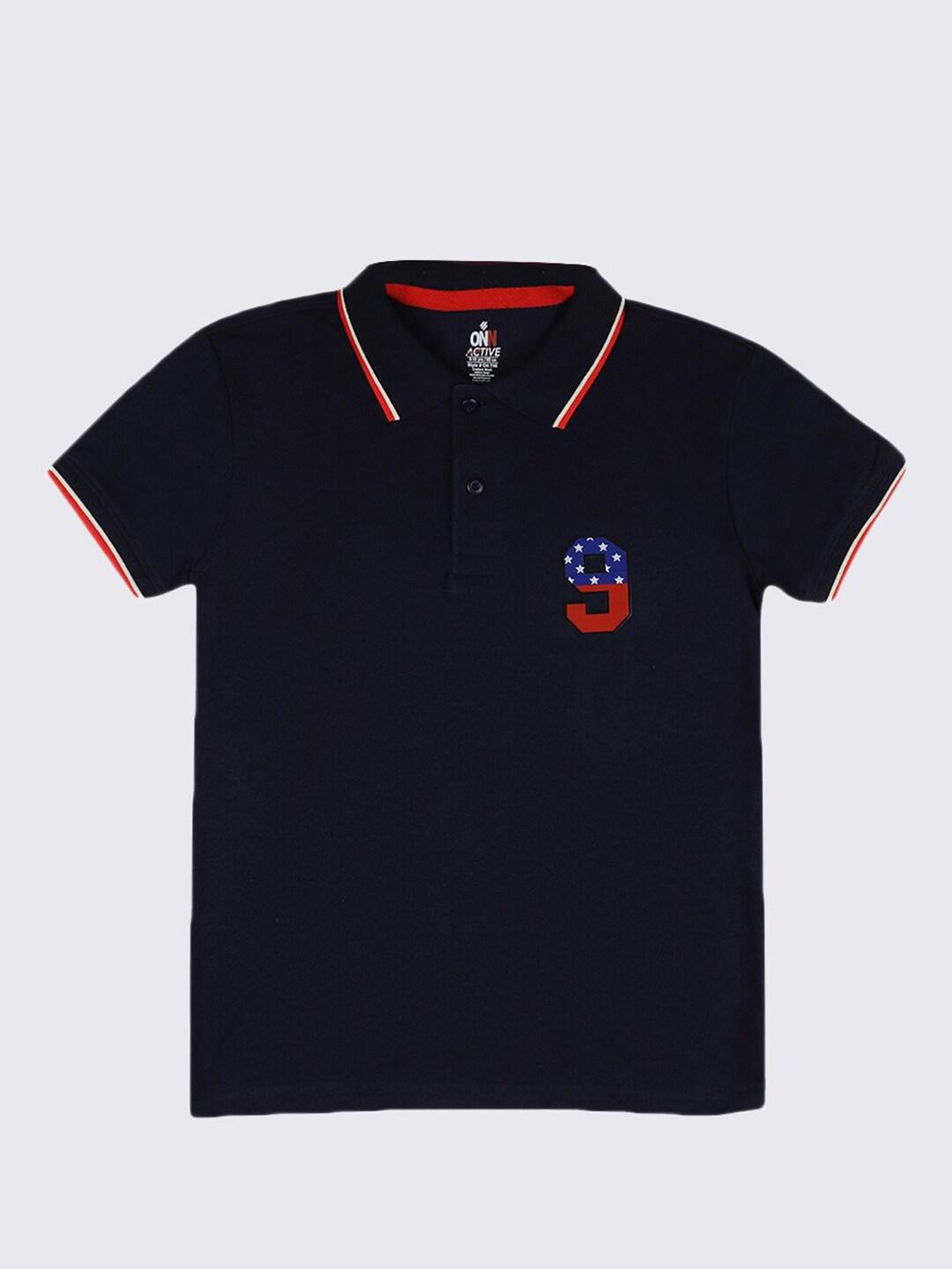 onn boys navy blue polo collar cotton t-shirt