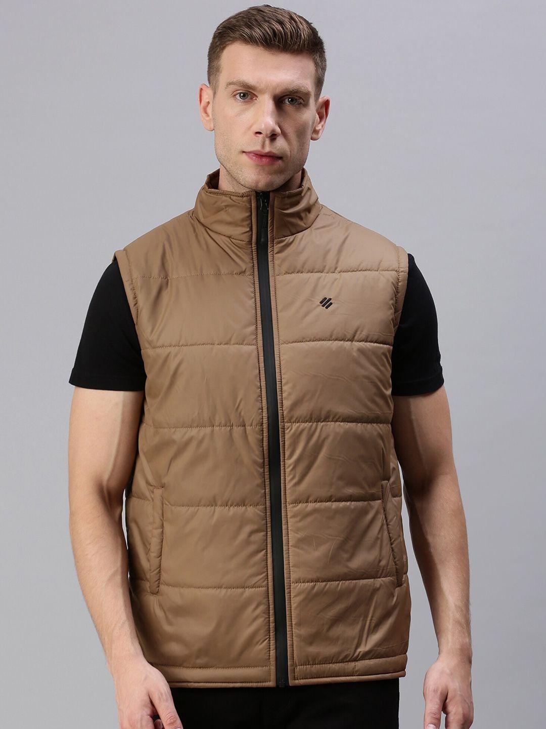 onn men beige solid longline puffer jacket