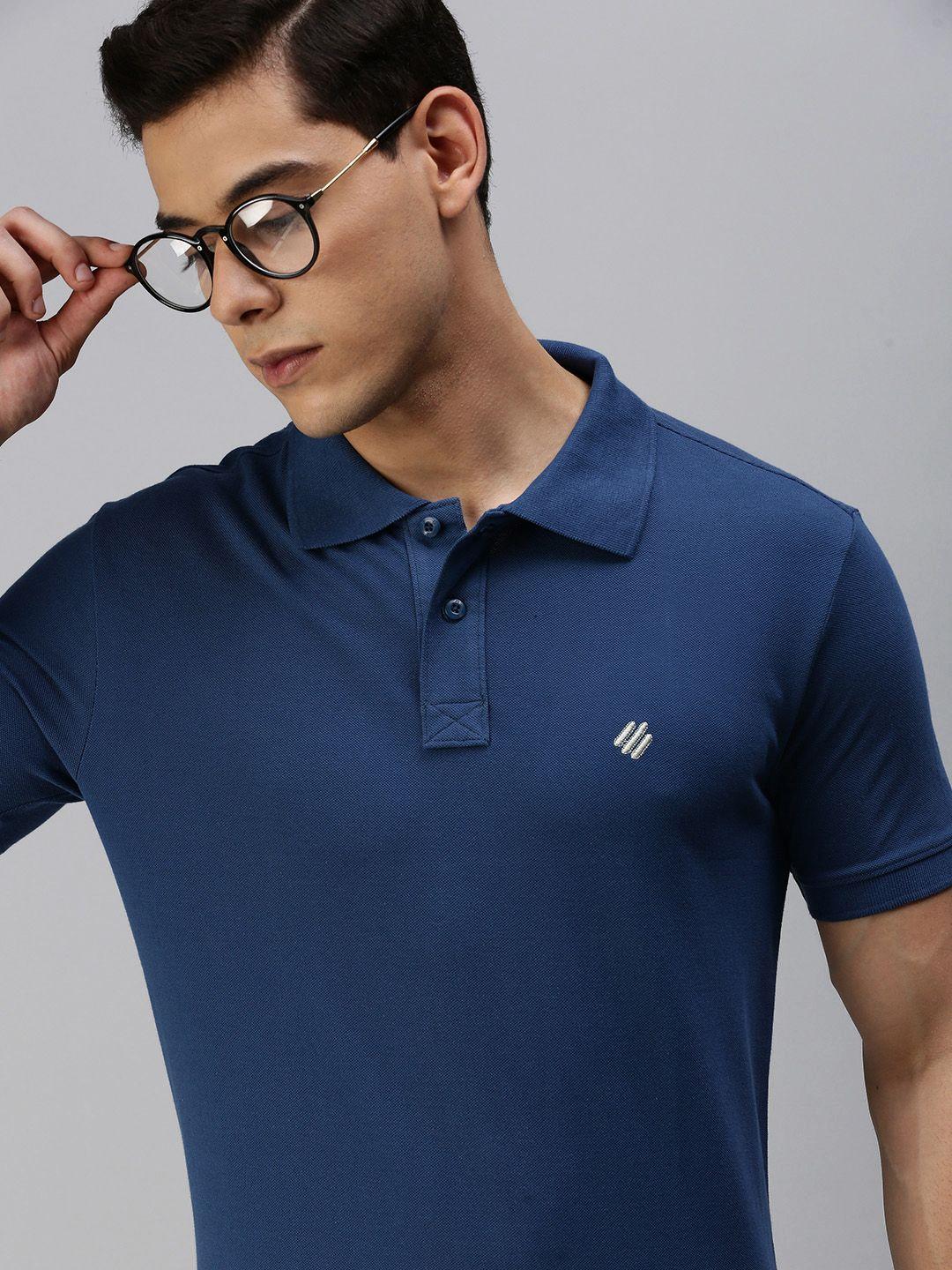 onn men blue polo collar t-shirt