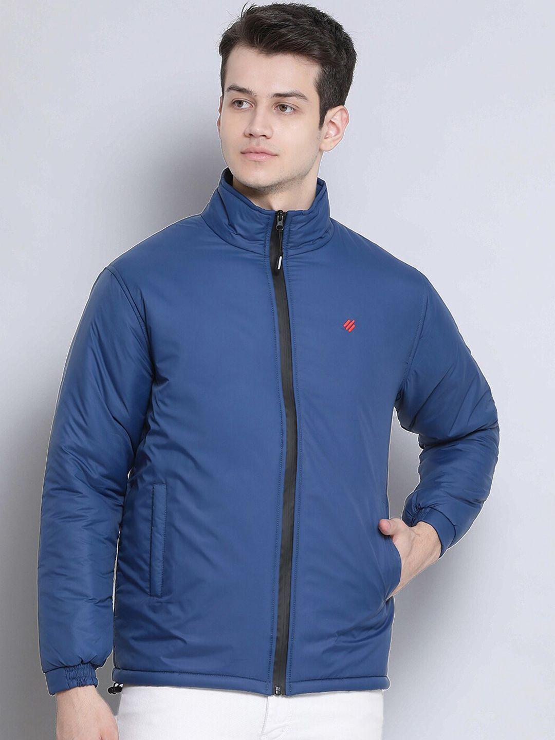 onn men navy blue longline padded jacket