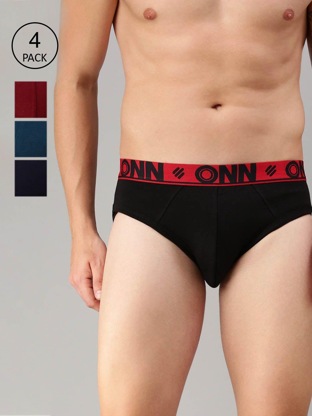 onn men pack of 4 black & red assorted basic briefs onn_272_ast_4pc