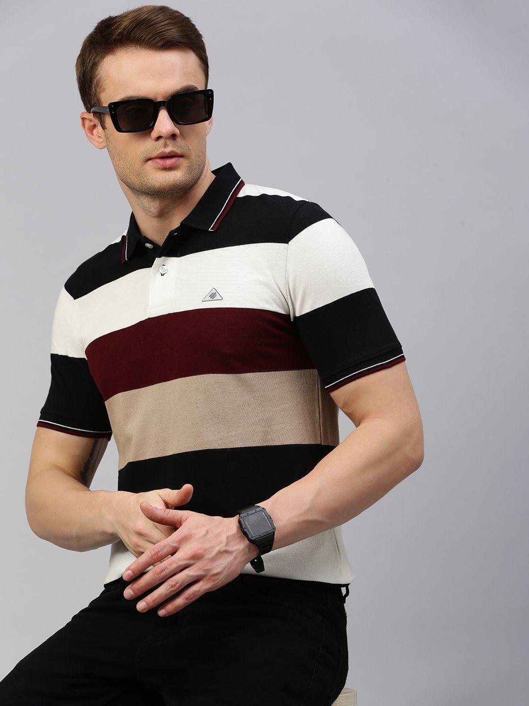 onn striped polo collar cotton t-shirt