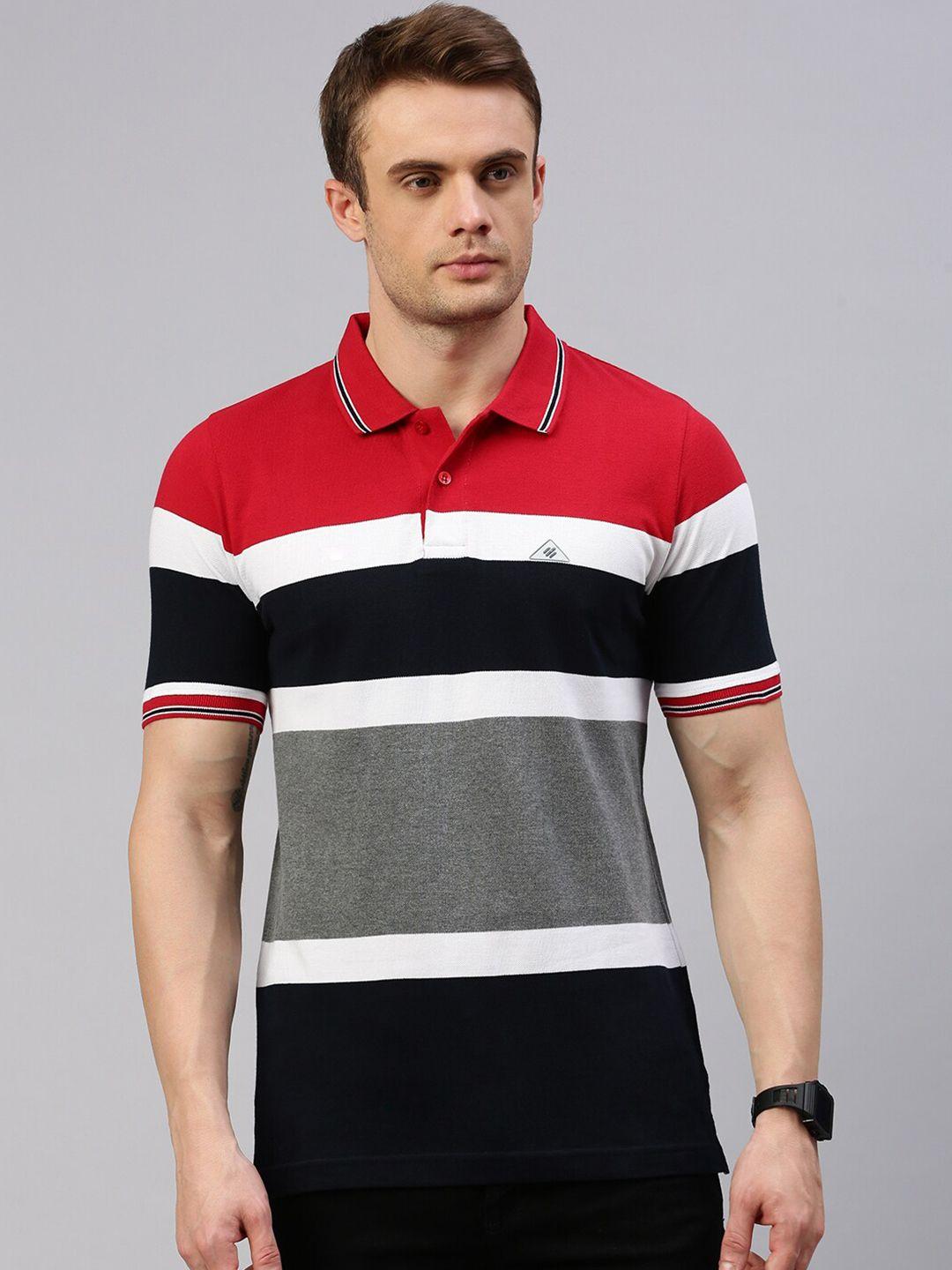 onn striped polo collar pure cotton t-shirt