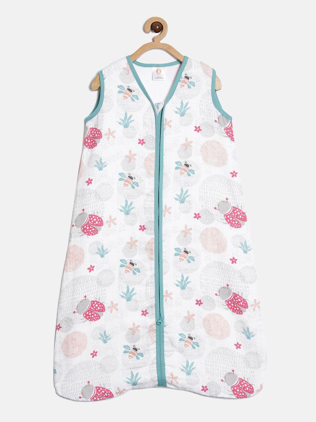 ooka baby white & pink ladybird printed baby sleeping bag