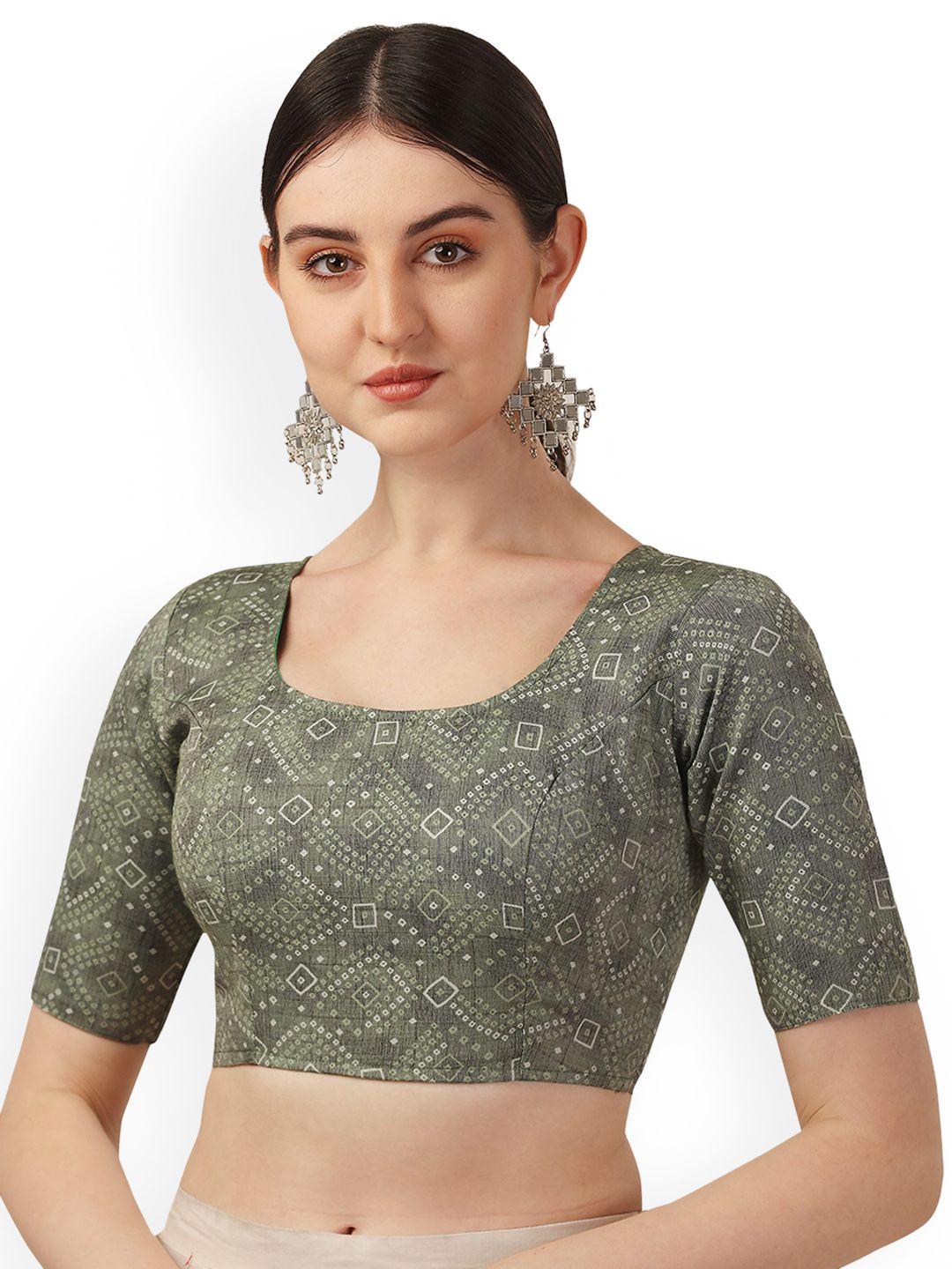 oomph! bandhani printed cotton saree blouse